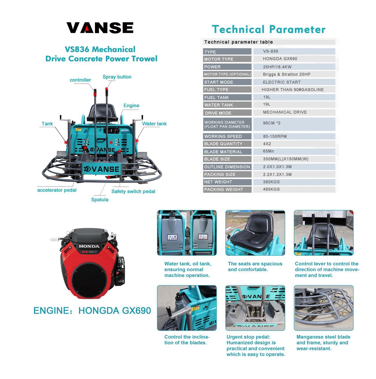 VS-836 Technical parameter table - VS-836 Technical parameter table -