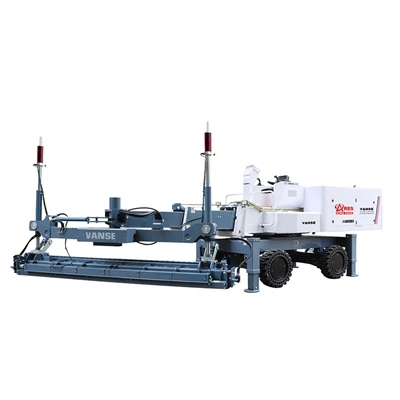 Large boom operated laser guided concrete leveling machine
