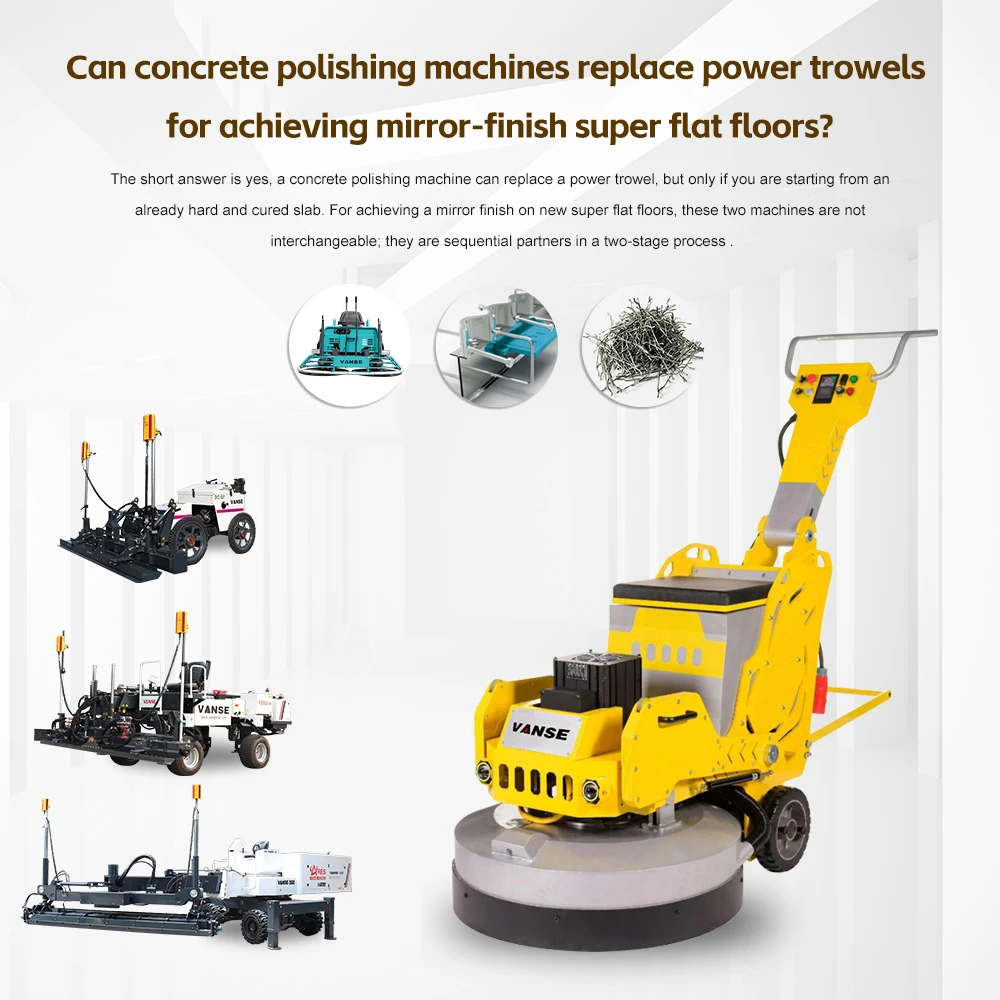 Can concrete polishing machines replace power trowels for achieving mirror-fi...