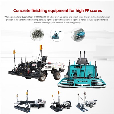Concrete finishing equipment for high FF scores