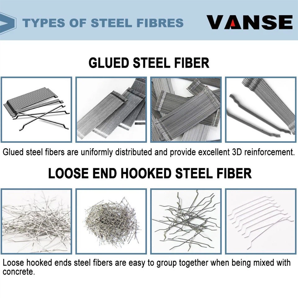 VANSE Refractory Concrete Steel Fiber Price UHPC Hook End Steel Fiber Producers