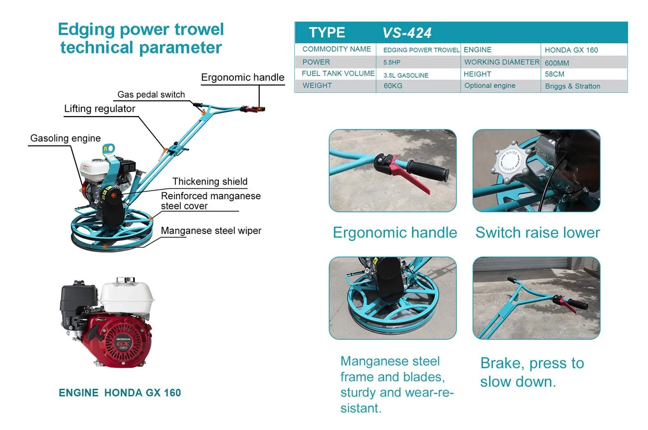 What are the safe operating procedures for concrete trowels? 1 Technical Parameter -